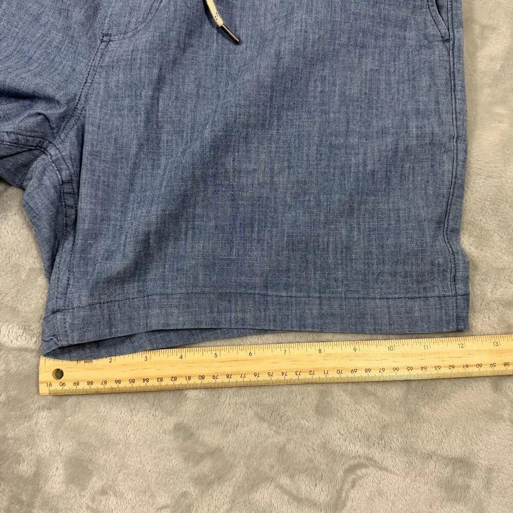 Faherty Mens XL Blue Chambray Drawstring Shorts Elastic Waist Casual Beach